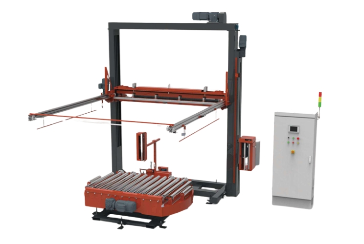 DNX WR 207 B Fully Automatic Online Pallet Wrapper with Integrated Top Sheet Dispenser